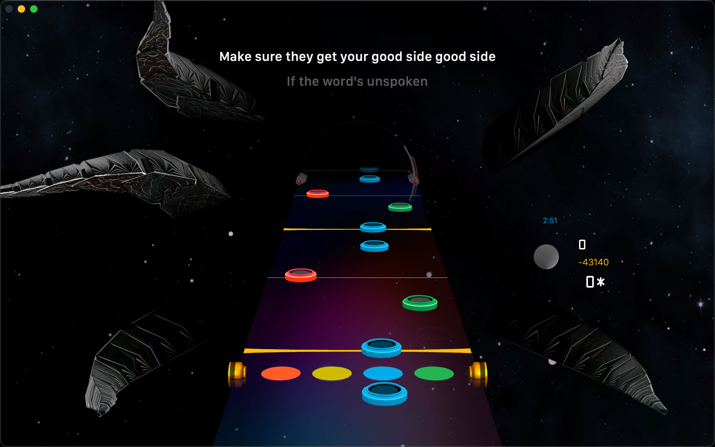 noice game screenshot of drum track played with midi input controller